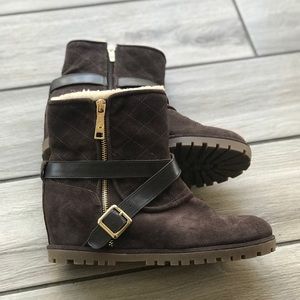 Marc Fisher Brown Suede Fleece Boots